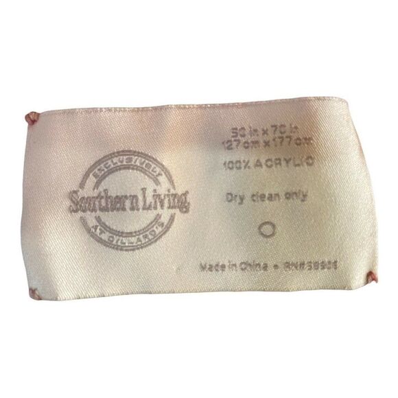 Southern Living Dillard’s Fringed Blanket Maroon Burgundy Stripe & White 50”x70” - Picture 5 of 5